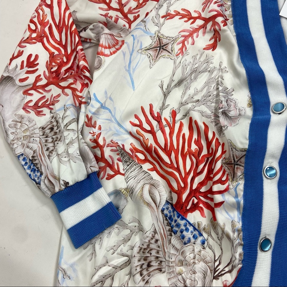 Weill Paris NWT Cardigan ocean coral print 42/10 - Picture 7 of 12